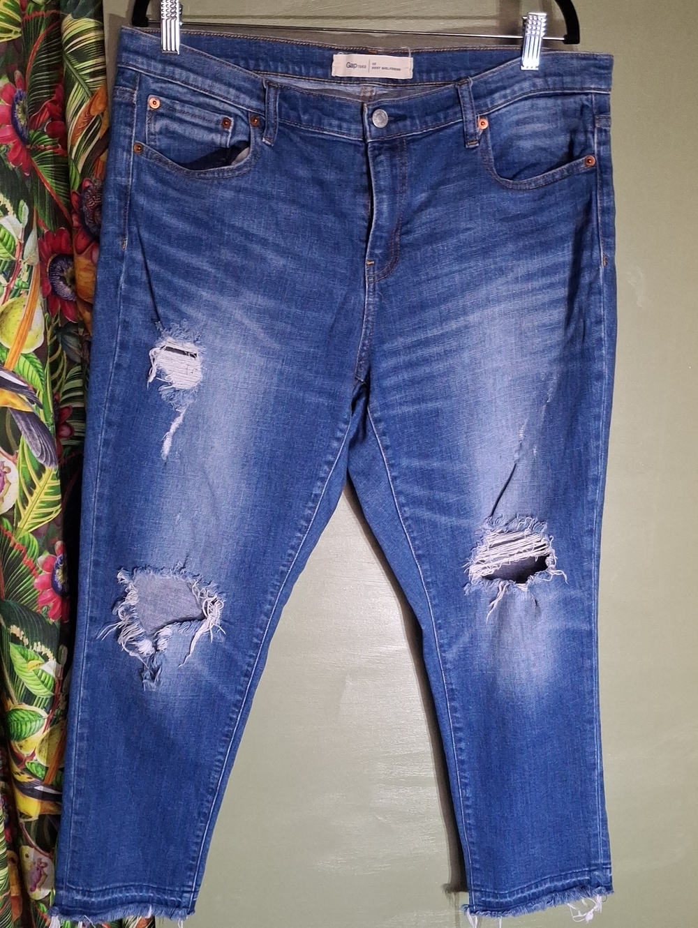 GAP Distressed Girlfriend Jeans in Blue